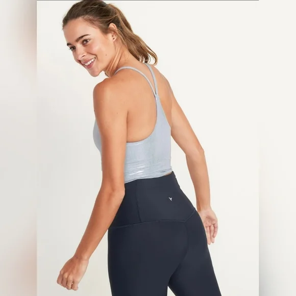 OLD NAVY Women’s Light Support PowerSoft Longline Sports Bra Melted Ice NWOT - Picture 3 of 11